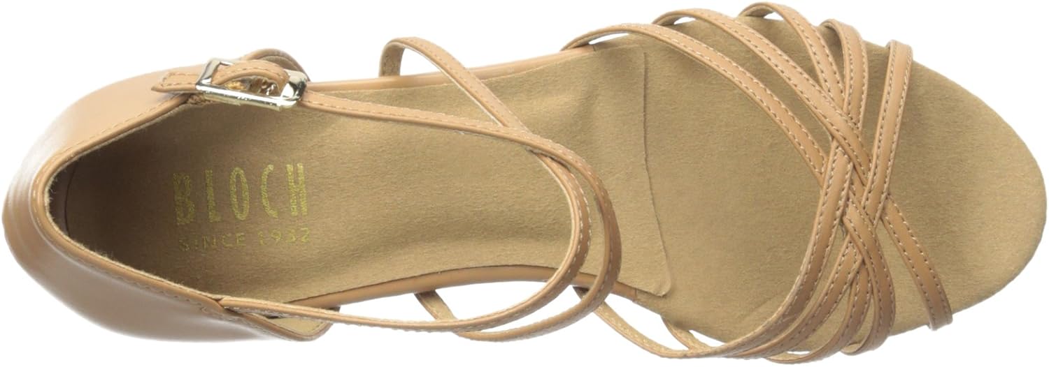 Tan cognac leather ballroom practice flat shoe with flexible sole for dance training — view 2