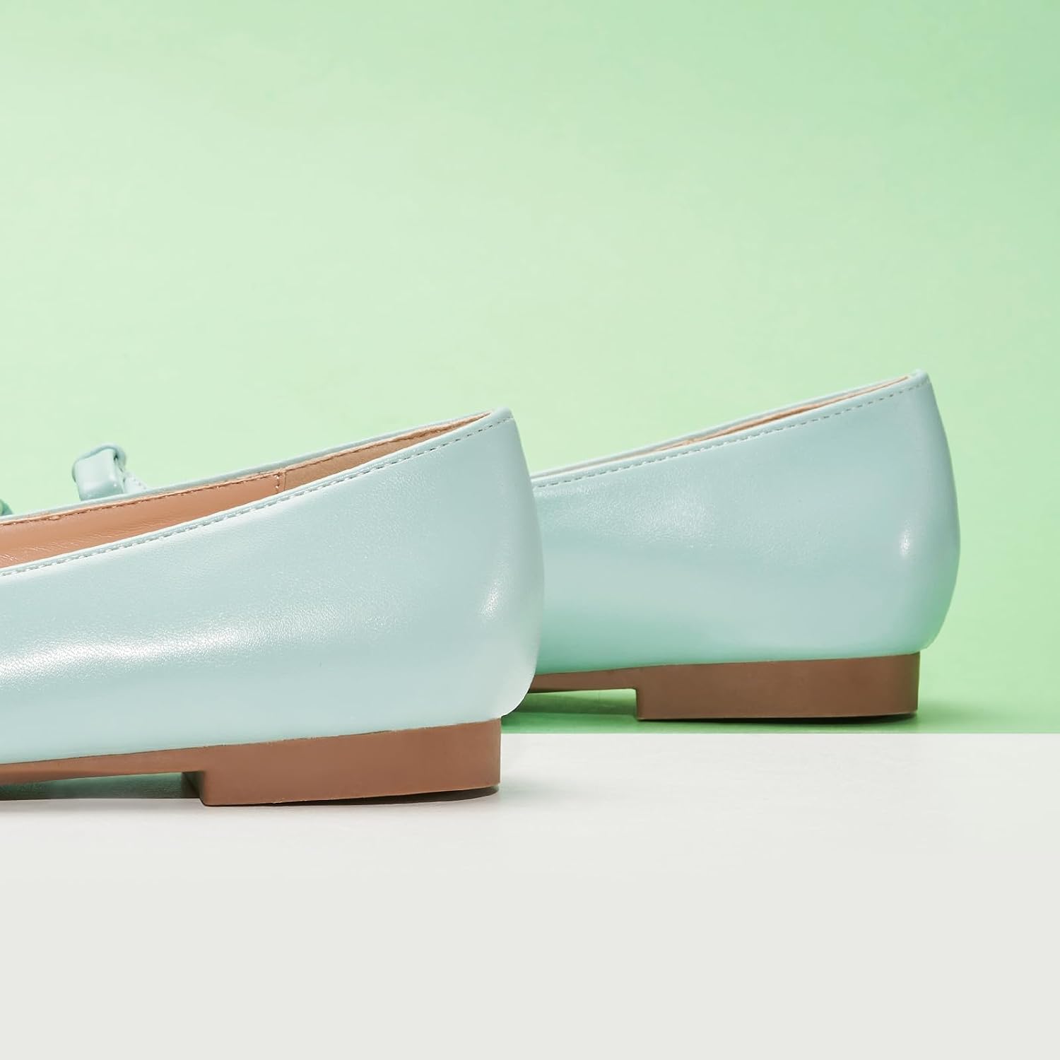 Neutral ballet flats with bowknot detail and round toe, slip-on style for women — view 2
