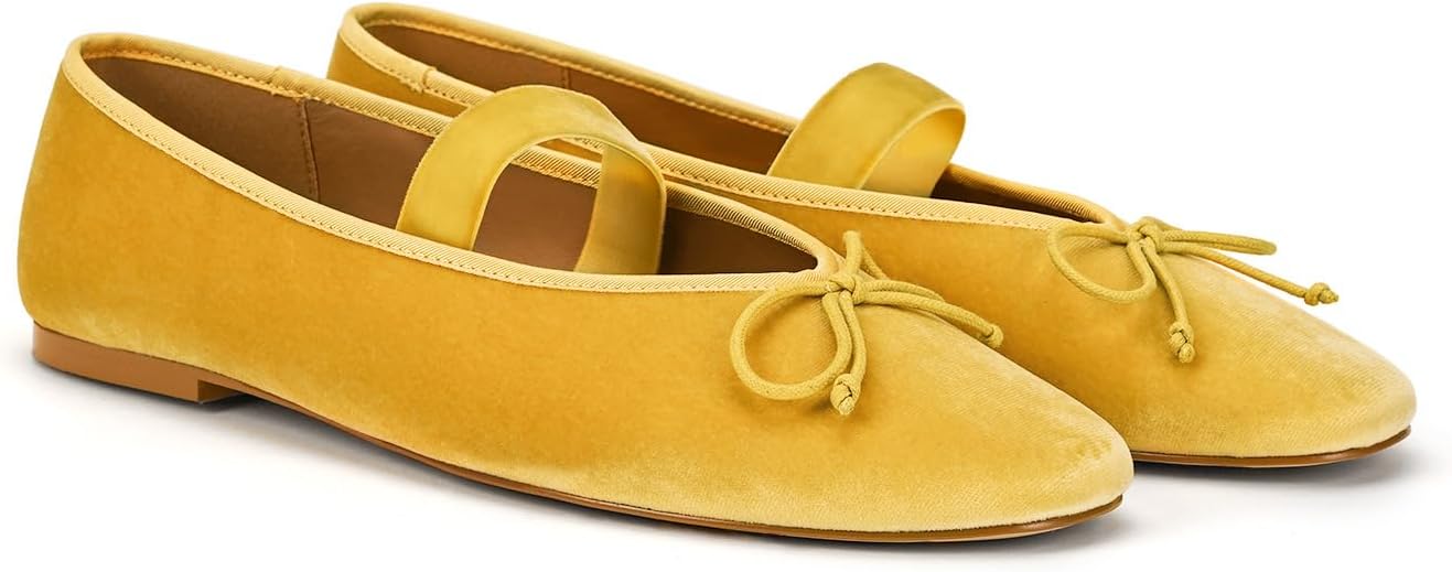 Neutral velvet Mary Jane flats with round toe and ballet flat silhouette for women — view 4