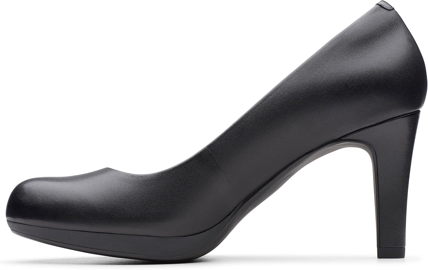 Clarks women's neutral classic pump heel viewed from the side, showing sleek silhouette and polished finish — view 4