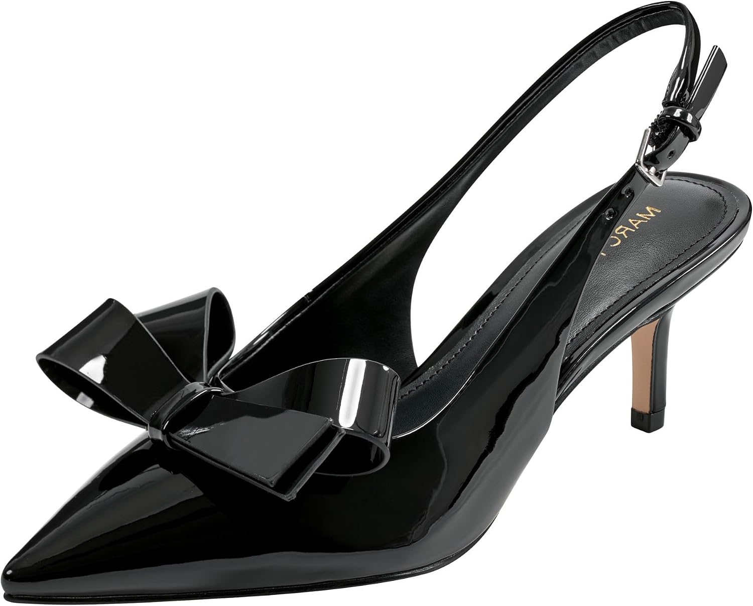 Marc Fisher Allon classic neutral pump heel viewed from the side, featuring a sleek silhouette suitable for professional and formal occasions — view 4