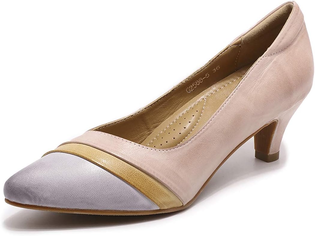 Neutral leather pointed-toe pump with medium heel, elegant and professional for work and formal occasions — view 4