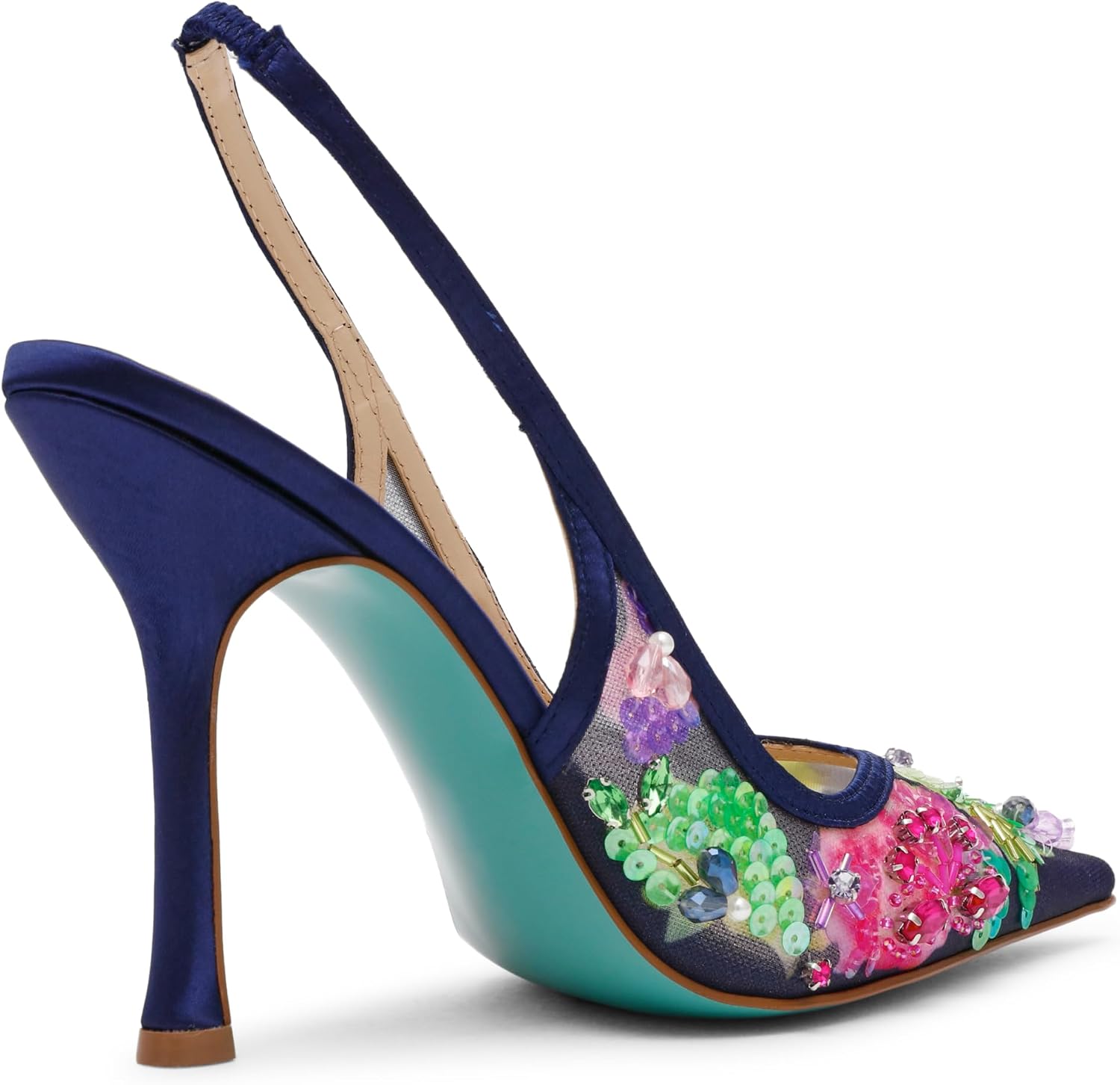 Glamorous blue pump heels for date night and wedding guest occasions — view 4