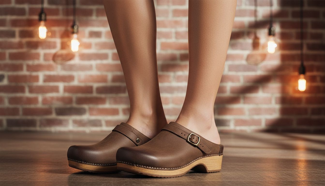 Berry slip-on mule clogs with memory foam footbed and arch support, featuring a lightweight EVA outsole for all-day comfort โ view 1