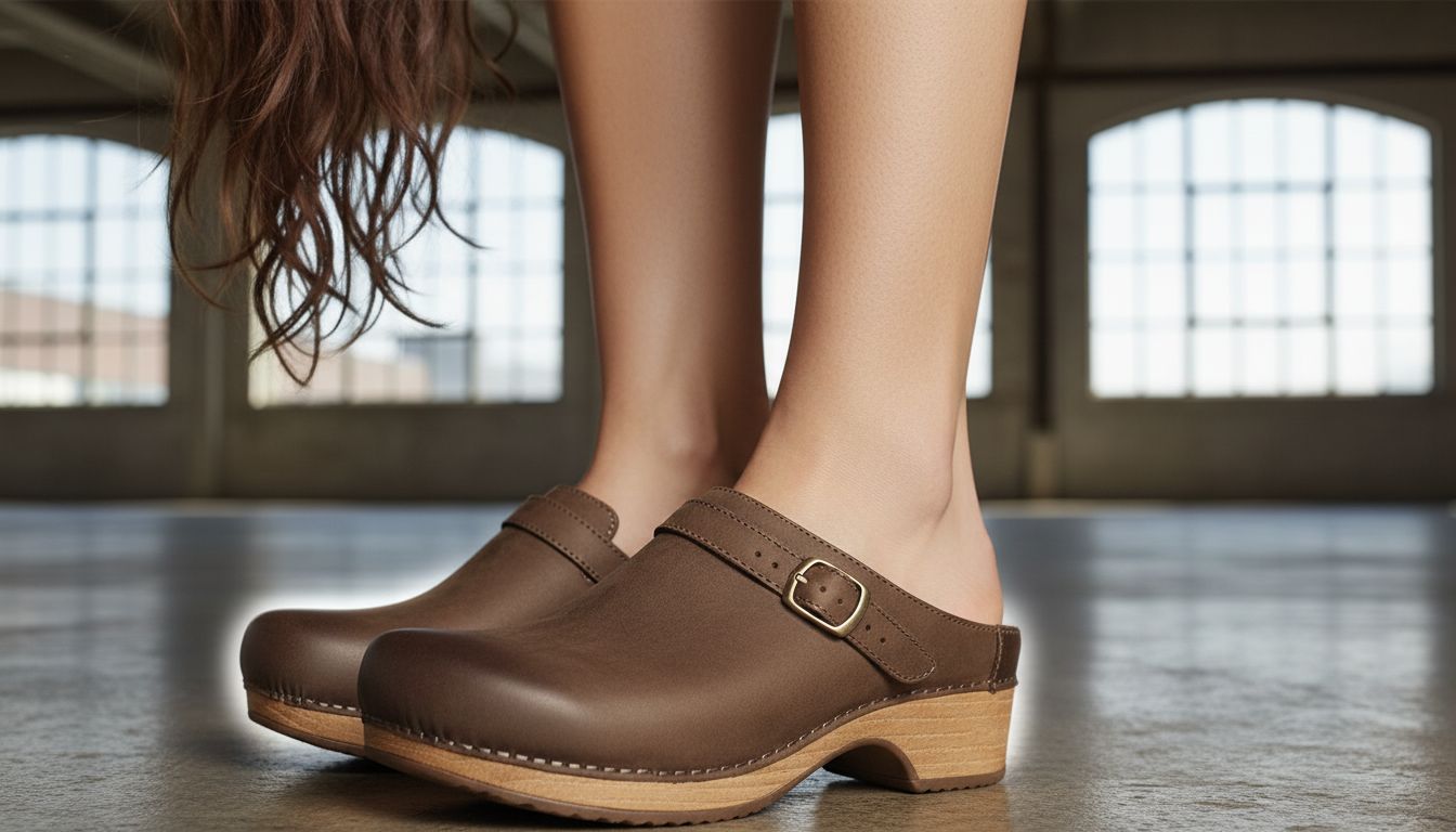 Berry slip-on mule clogs with memory foam footbed and arch support, featuring a lightweight EVA outsole for all-day comfort โ view 4