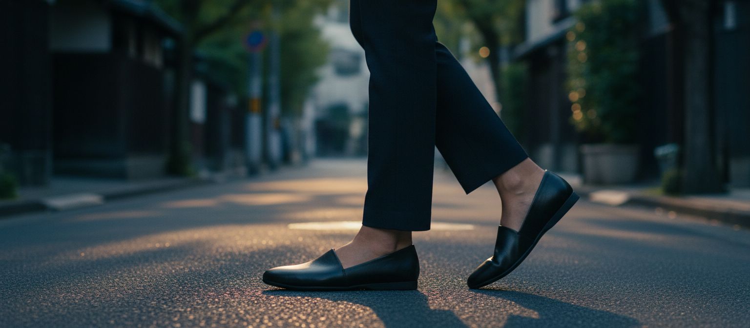 Neutral slip-on flat shoes with arch support and lightweight rubber outsole, designed for work and casual wear โ view 3