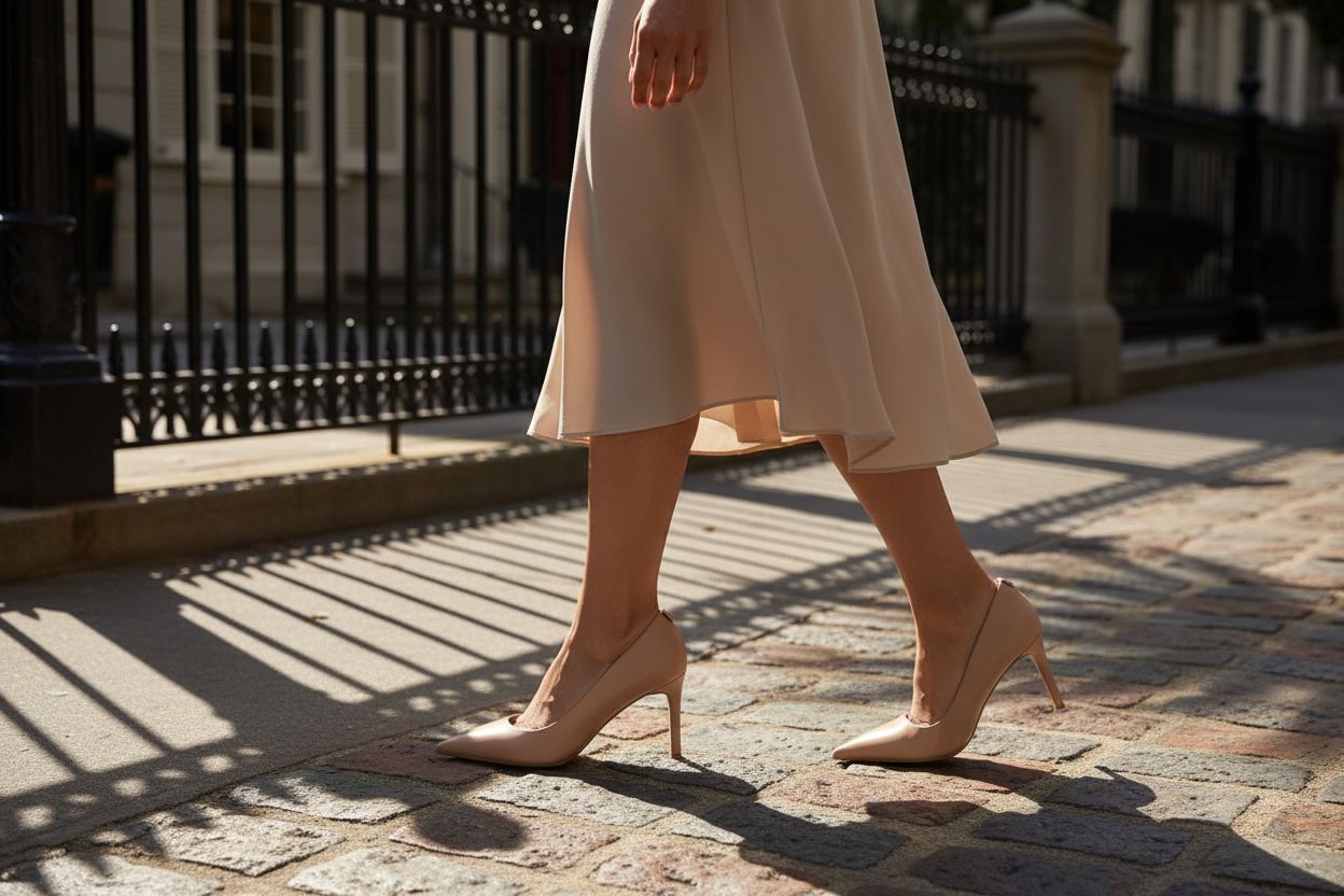 Neutral classic flex pump heel viewed from the side, designed for work and date night occasions — view 3