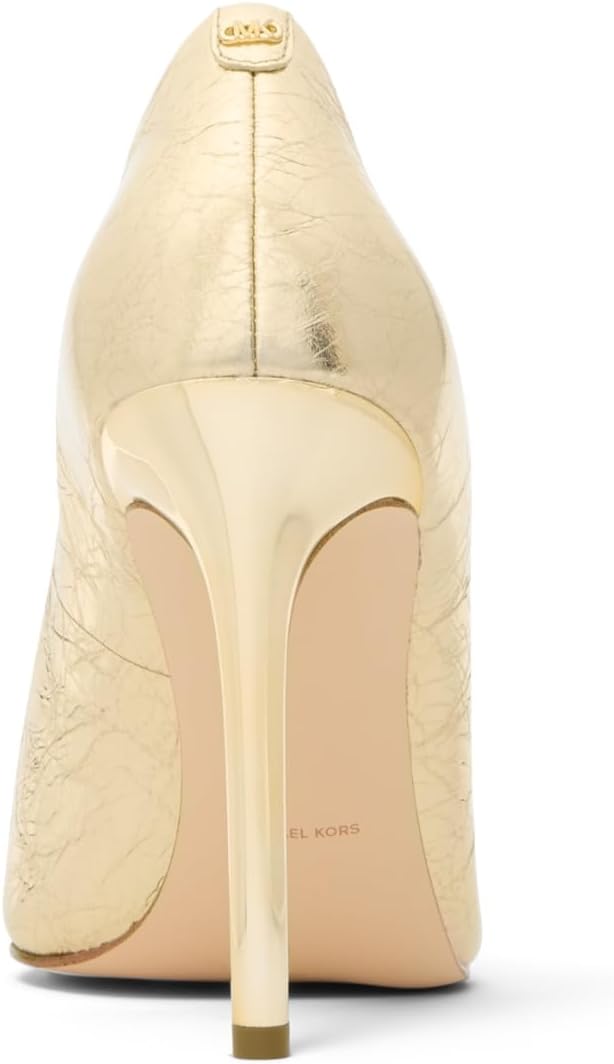 Neutral classic high pump heel in a sleek, polished design suitable for work and formal occasions — back
