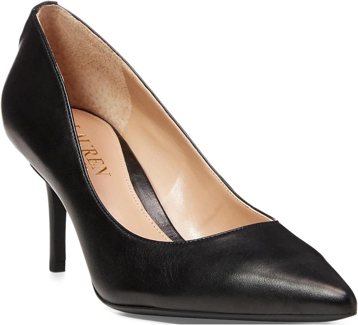 Classic neutral pump heel with polished finish, suitable for professional and formal occasions — view 2