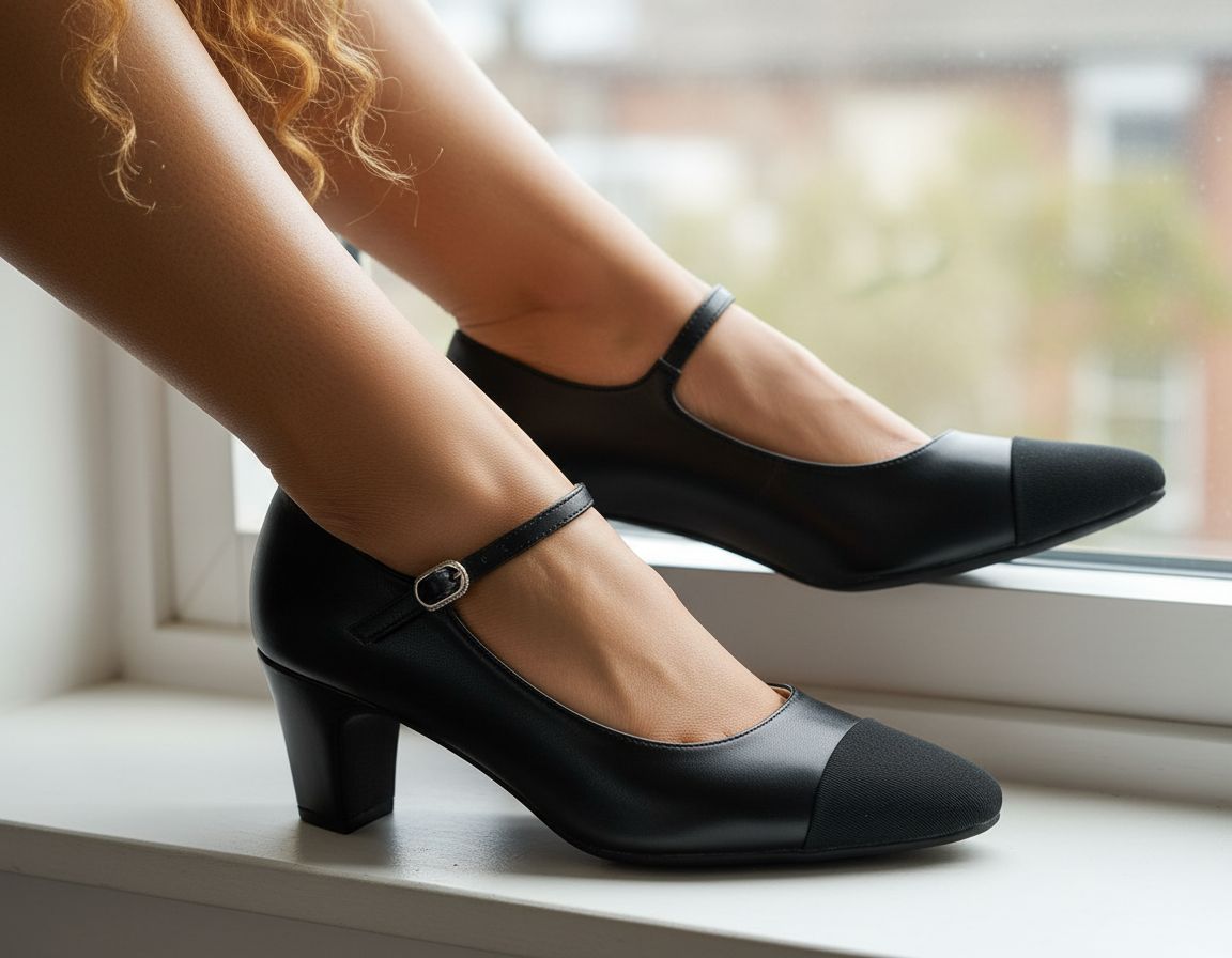 Neutral chunky heel pumps with closed round toe design, featuring a low heel and classic silhouette suitable for work and casual wear — view 4