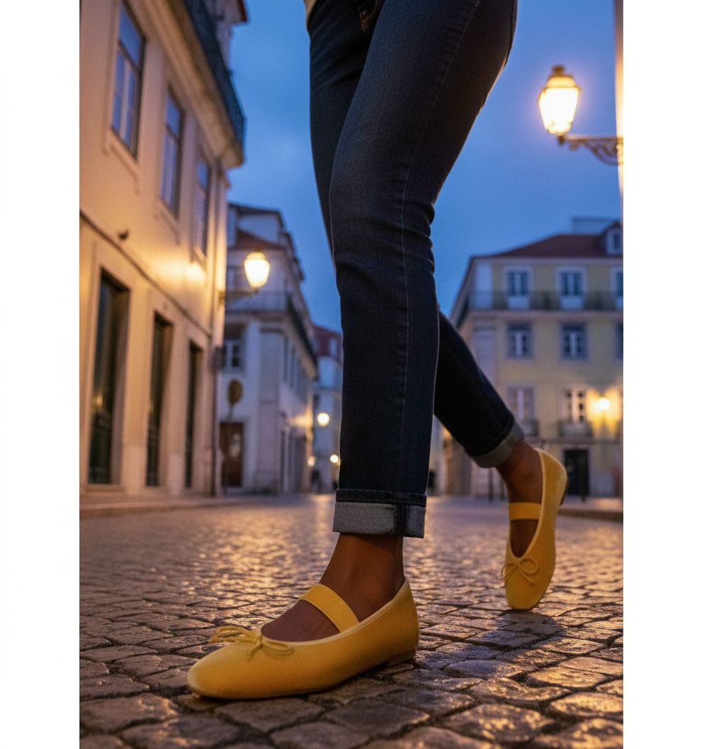 Neutral velvet Mary Jane flats with round toe and ballet flat silhouette for women — view 3a