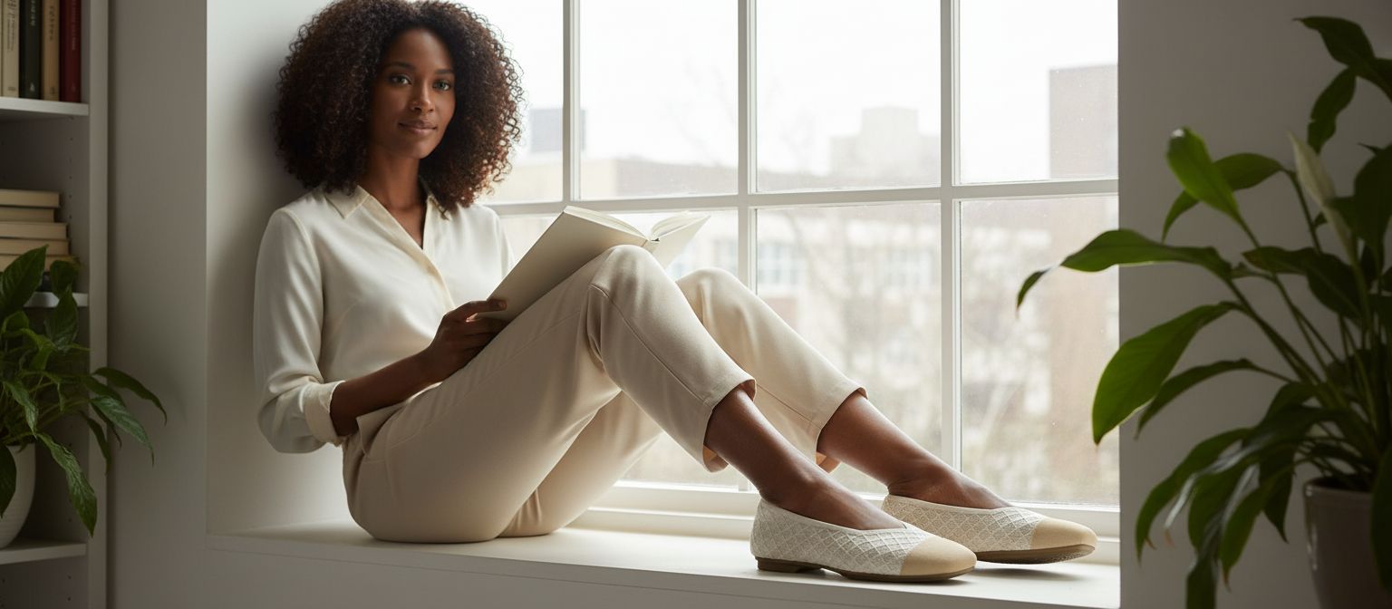 Neutral square-toe ballet flats with V-cut design and minimalist style, displayed on white background — view 4