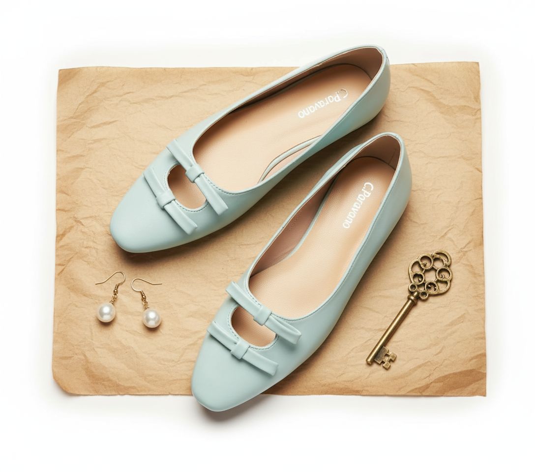Neutral ballet flats with bowknot detail and round toe, slip-on style for women — view 6