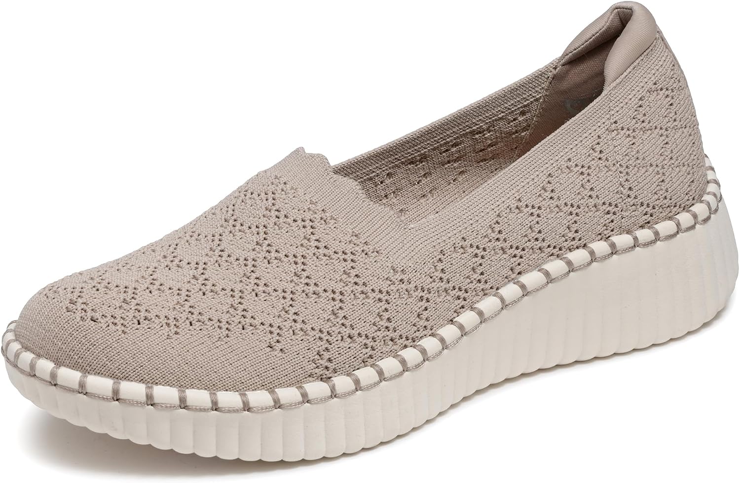 Pair of Skechers women's trainers in neutral color, featuring sporty design and everyday comfort styling for casual athletic wear โ view 1