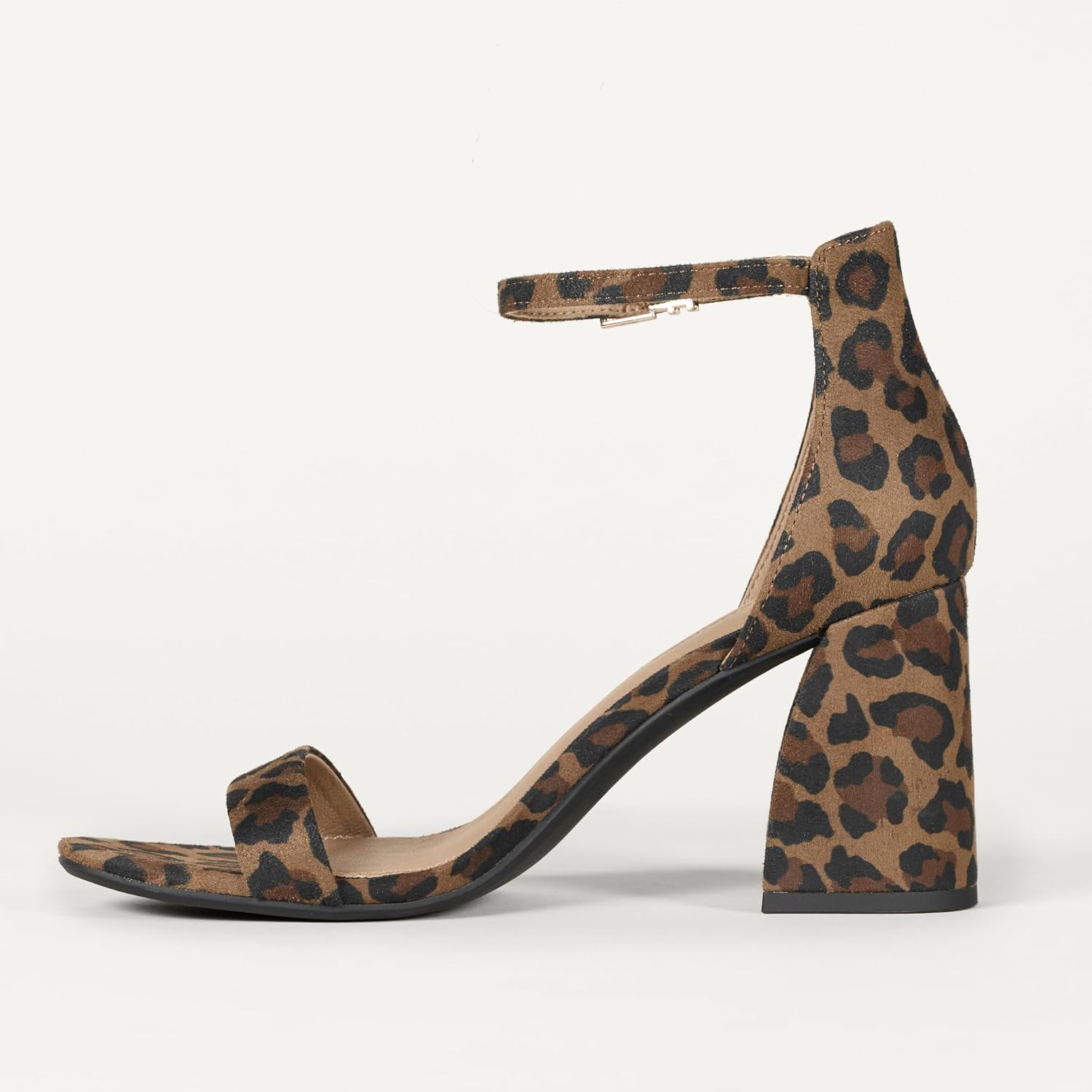 Neutral square heel sandals with minimalist design, displayed against a clean white background — back