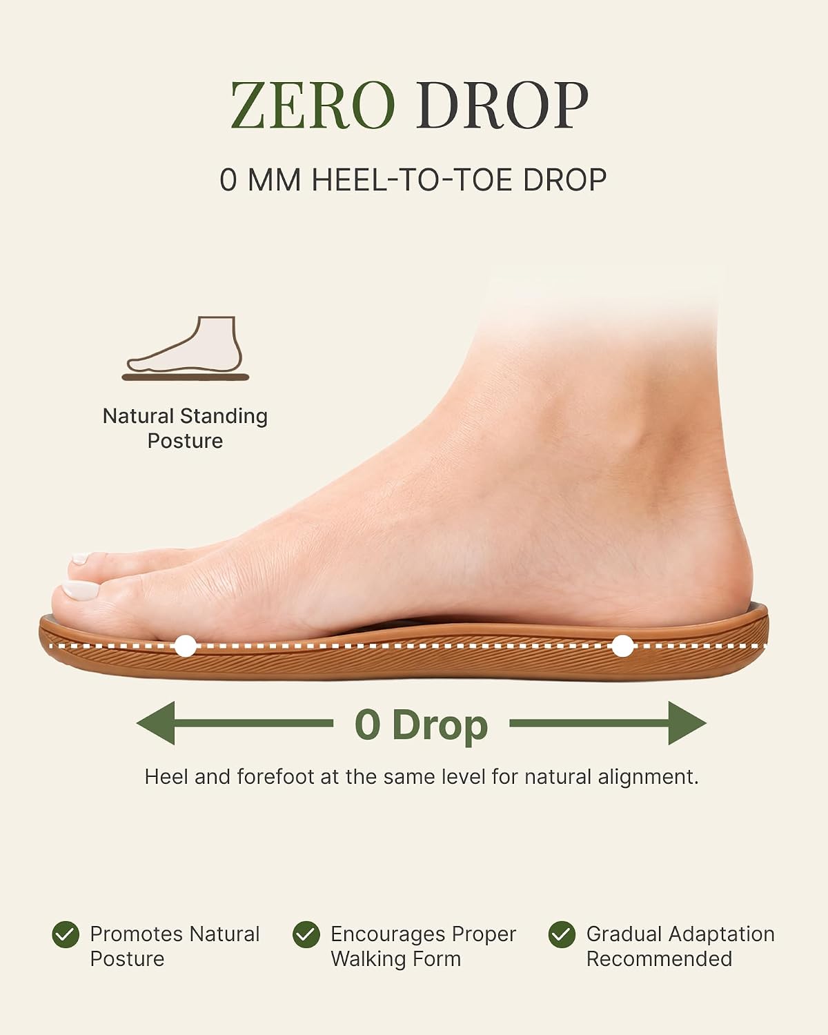 Neutral wide toe box mary jane flat shoes with zero drop sole, shown from the side — view 2