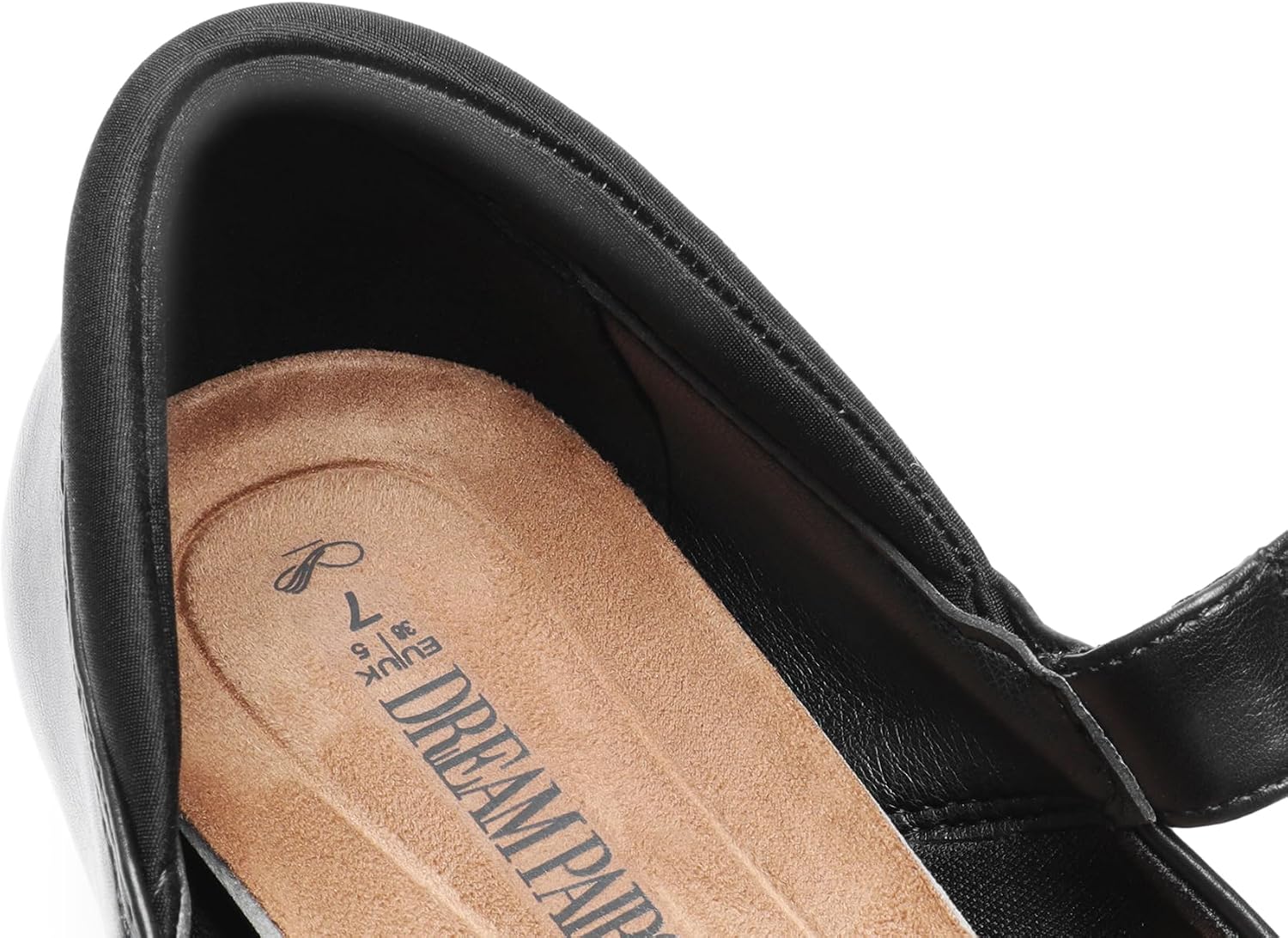 Black Mary Jane ballerina flats with round toe and comfortable fit, shown from the side โ view 3