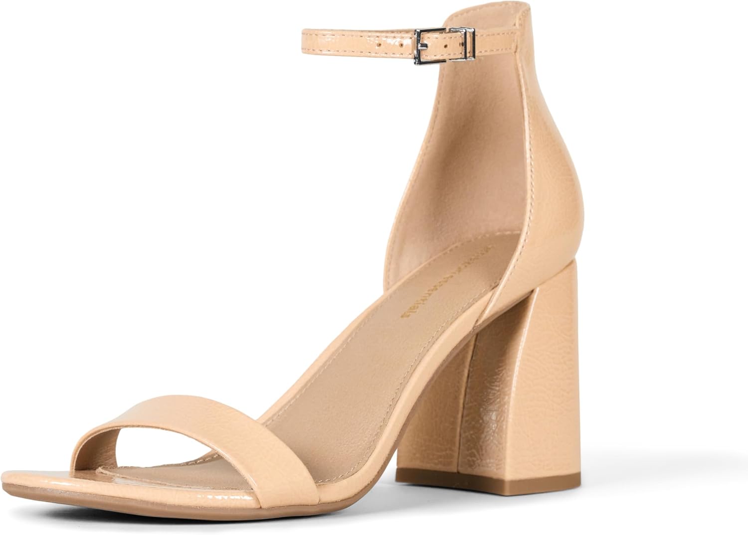 Neutral square heel sandals with minimalist design, displayed against a clean white background — view 4