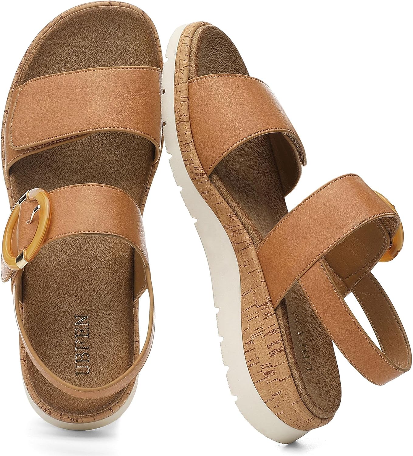 Neutral low wedge walking sandals with arch support, designed for casual wear and travel — view 4