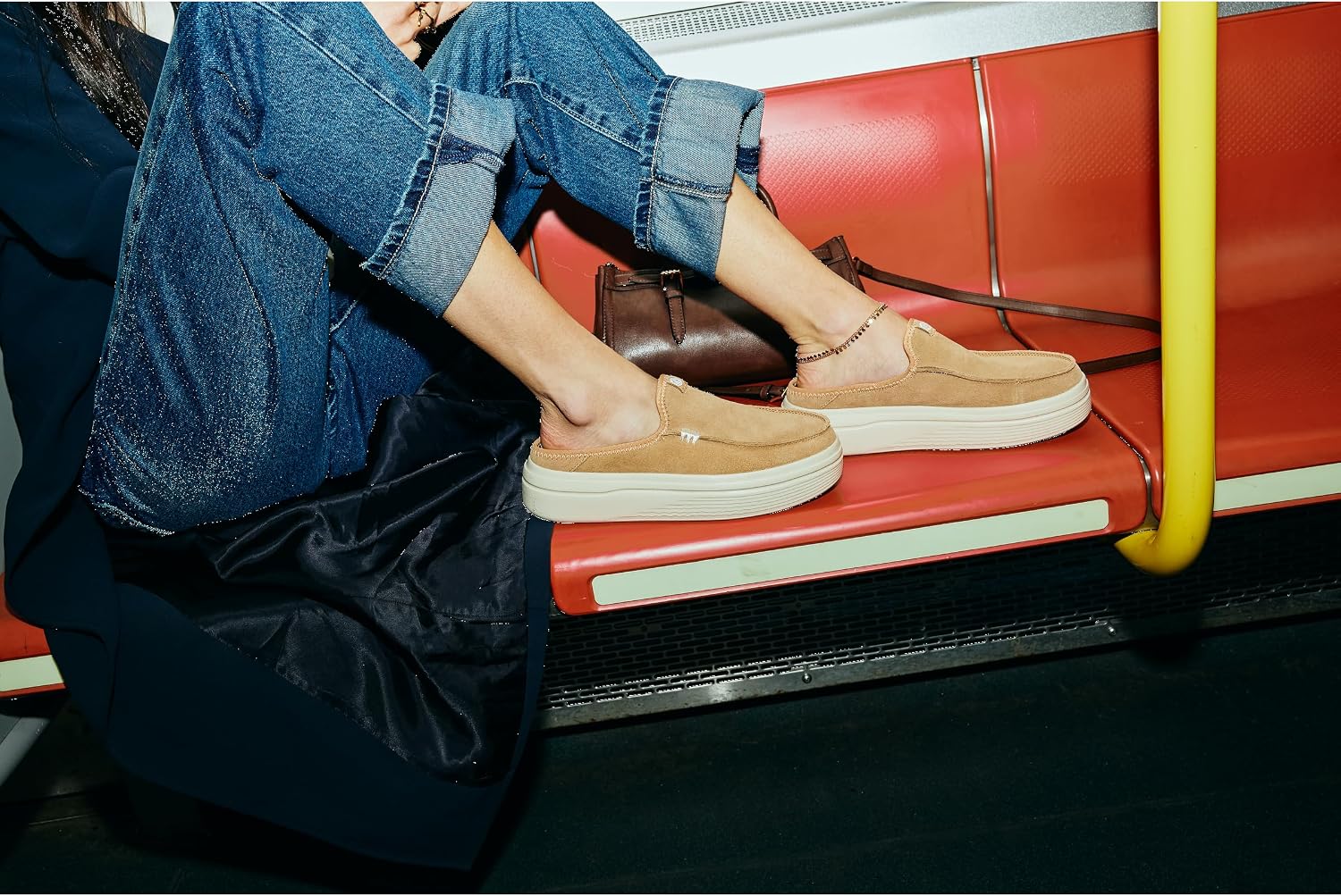 Neutral suede platform mule loafer with slip-on design and minimalist style — view 4