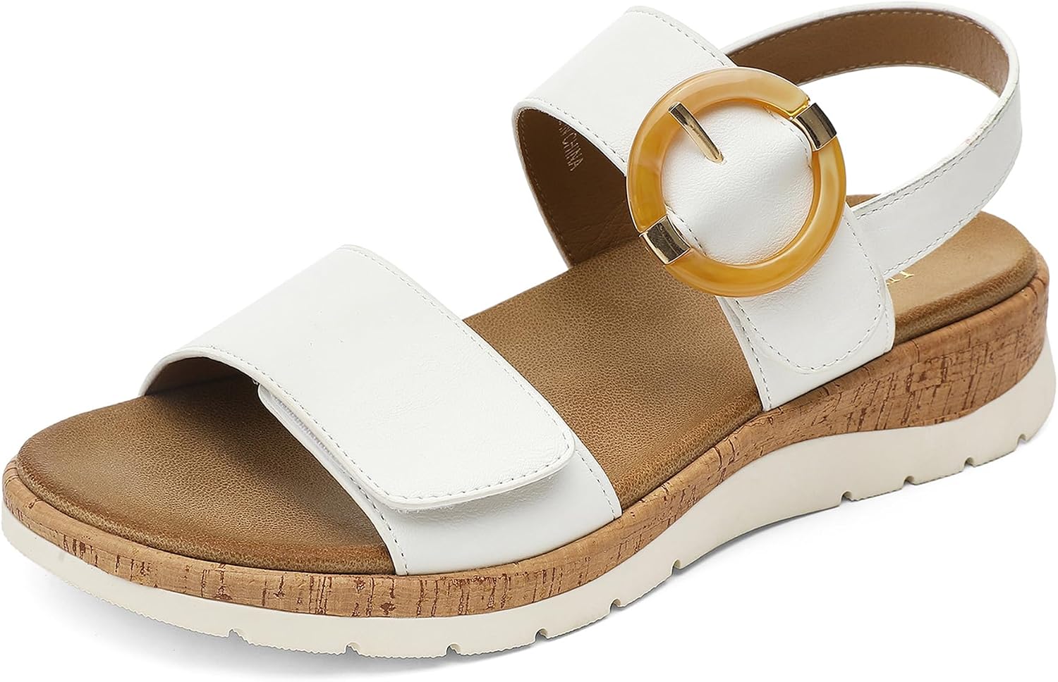 Neutral low wedge walking sandals with arch support, designed for casual wear and travel — view 5