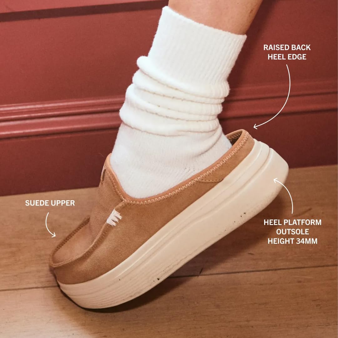 Neutral suede platform mule loafer with slip-on design and minimalist style — view 5