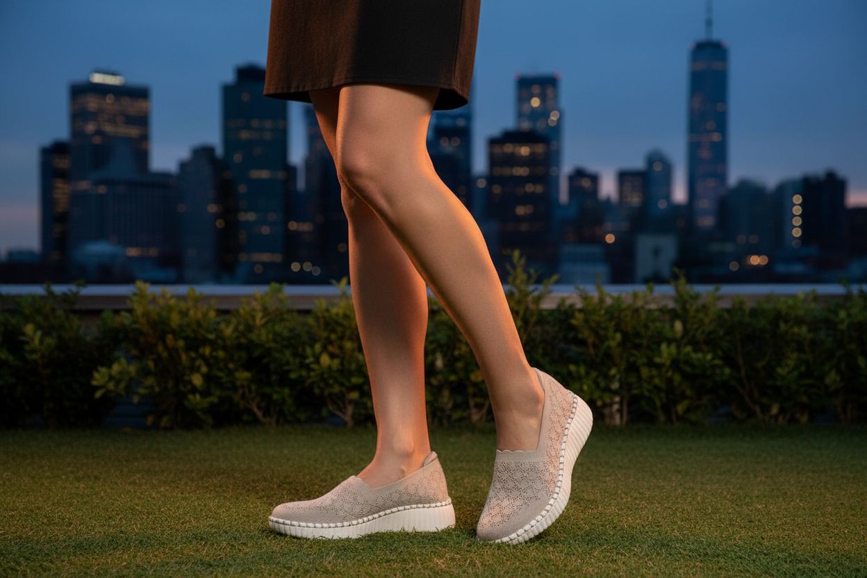 Pair of Skechers women's trainers in neutral color, featuring sporty design and everyday comfort styling for casual athletic wear โ view 1
