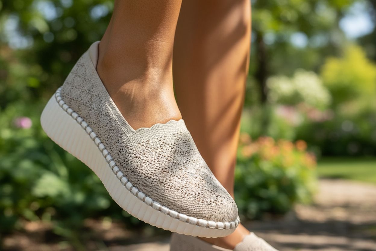 Pair of Skechers women's trainers in neutral color, featuring sporty design and everyday comfort styling for casual athletic wear โ view 4