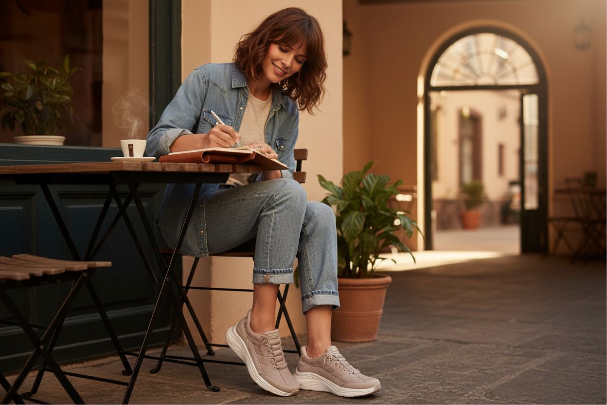 Skechers women's neutral athletic sneaker with cushioned sole, designed for casual and travel wear โ view 2