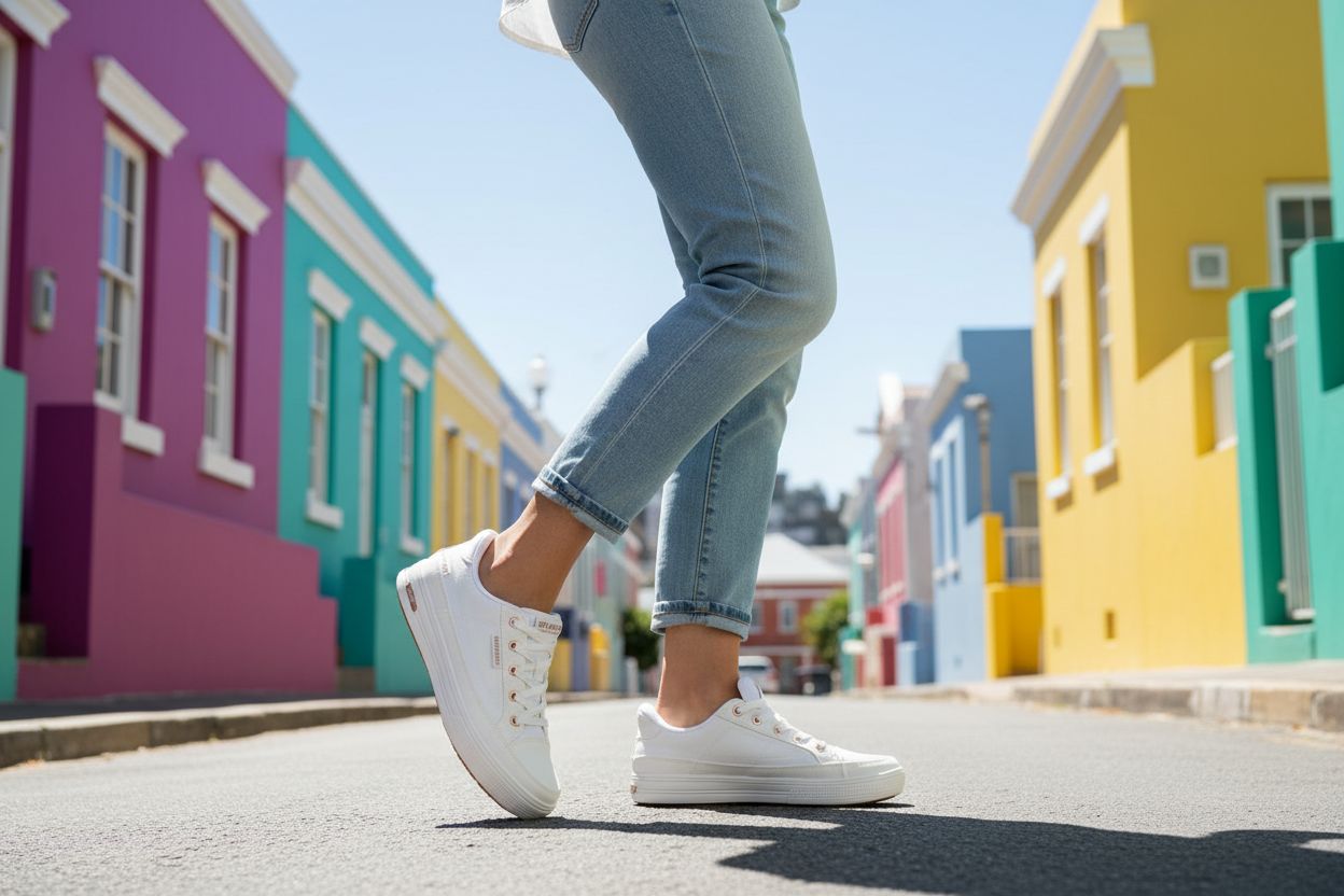 Skechers Arcade See Ya There casual sneaker in neutral multi-color, displayed from the side — view 3a