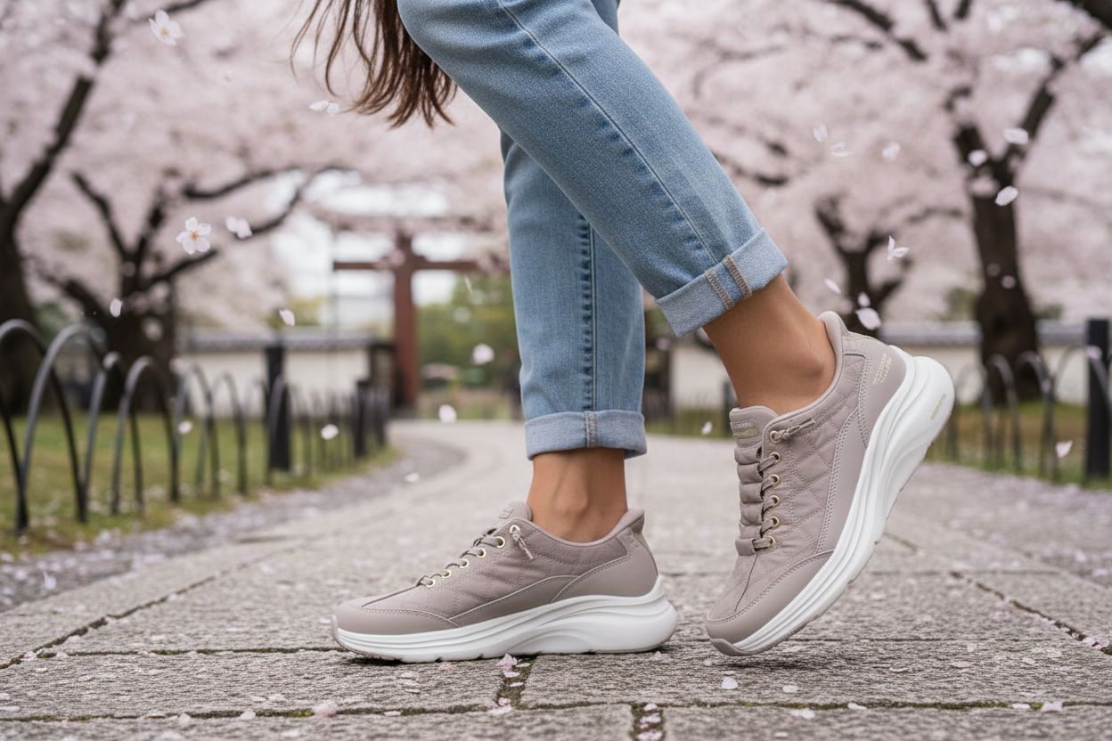 Skechers women's neutral athletic sneaker with cushioned sole, designed for casual and travel wear โ view 3a