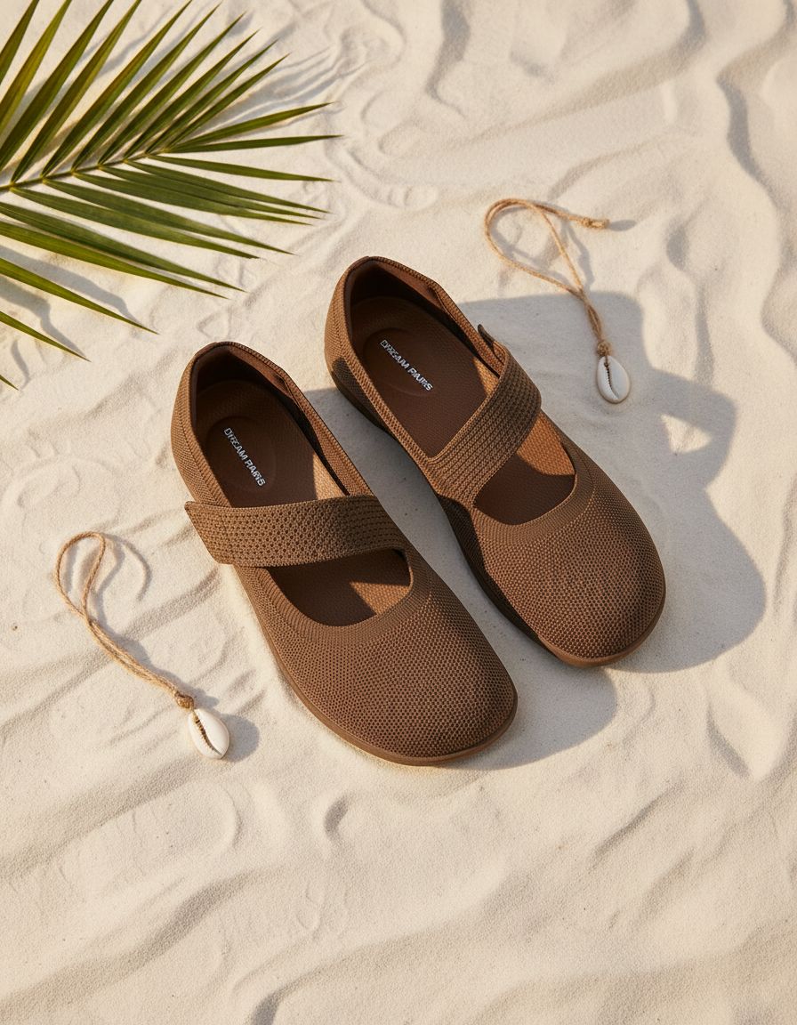 Neutral Mary Jane ballet flats with wide toe box, featuring classic design suitable for work and casual occasions — view 6