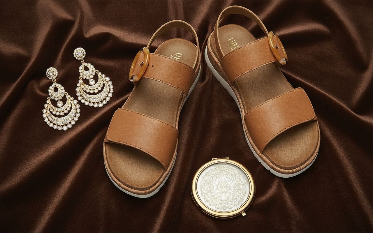 Neutral low wedge walking sandals with arch support, designed for casual wear and travel — view 6